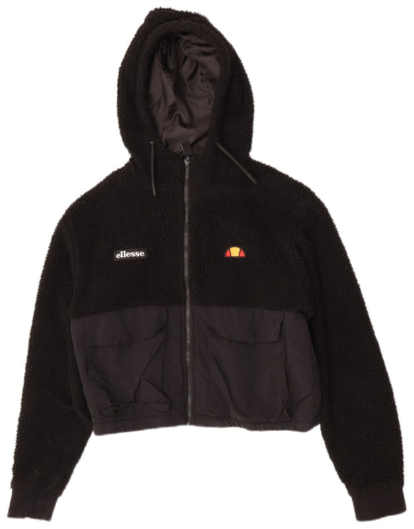 Pulover cu glugă cu fermoar din fleece pentru femei Ellesse UK 10 Sporturi mici, negru