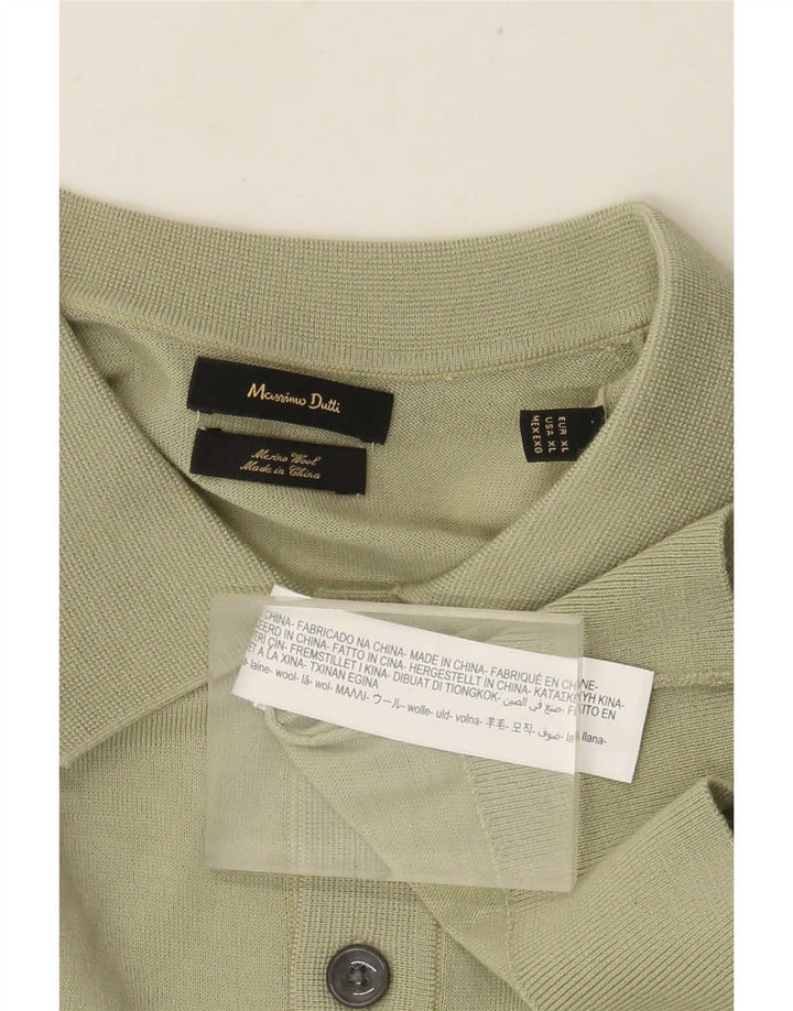 Massimo Dutti Pulover cu gât polo pentru bărbați XL Lână verde