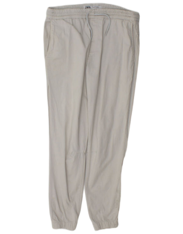 Pantaloni de jogging pentru femei Zara Pantaloni chino mari L32 L29 bumbac gri