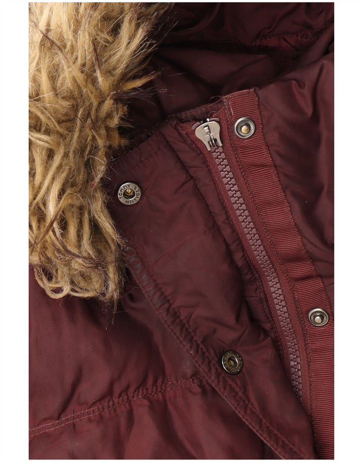 Jachetă căptușită cu glugă pentru femei Tommy Hilfiger UK 10 Poliester burgundă mic