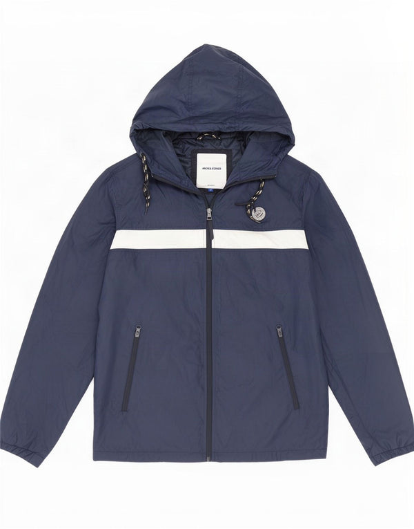 Jack & Jones Jachetă de ploaie cu glugă pentru bărbați UK 38 Medium Bleumarin Colorblock
