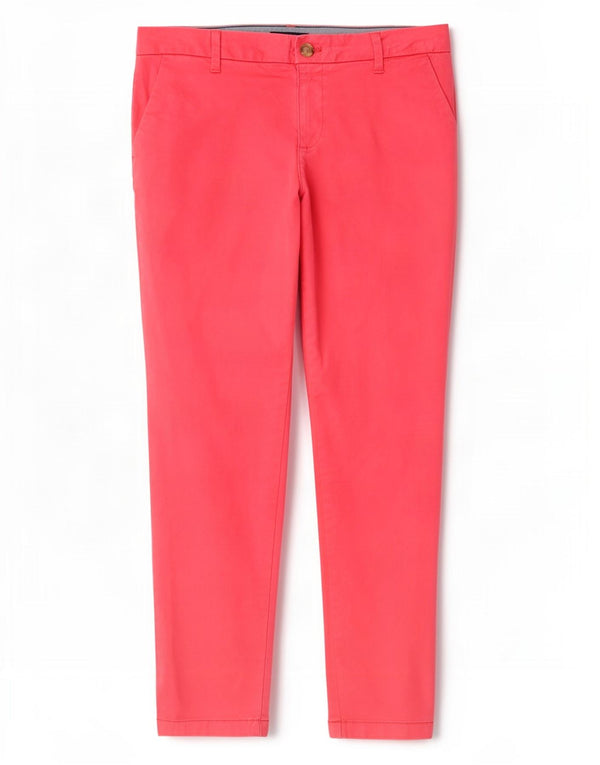 Tommy Hilfiger Womens Slim Chino Trousers US 8 Medium W30 L28 Pink Cotton