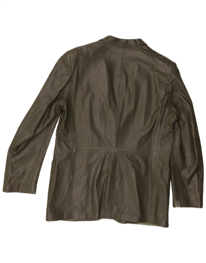 Jachetă vintage pentru bărbați din piele cu 2 nasturi IT 52 XL din piele verde