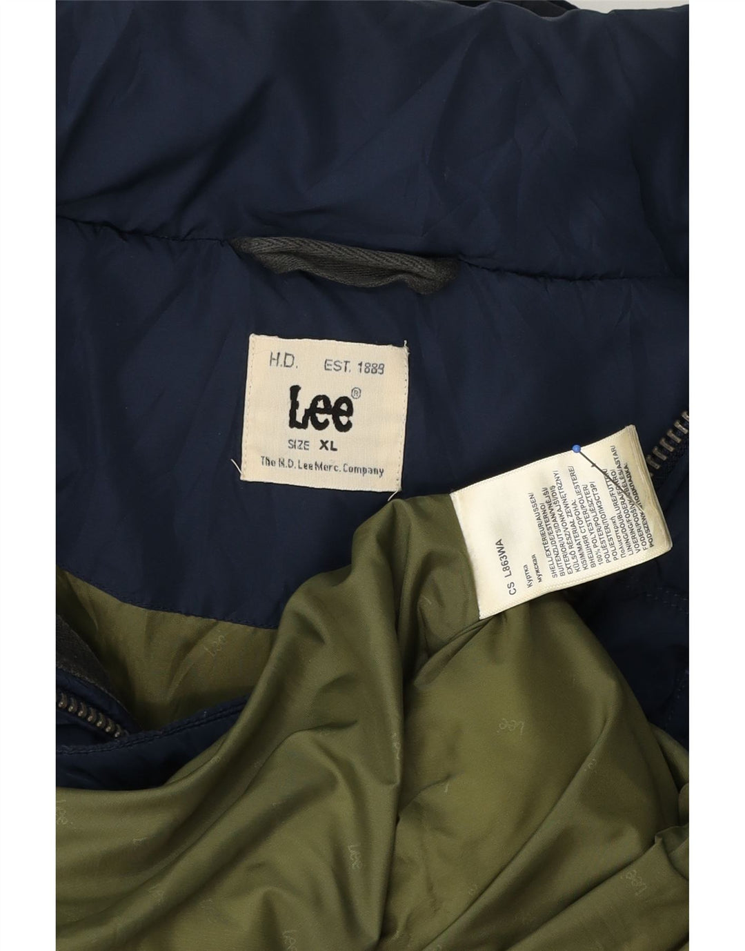 Jachetă căptușită cu glugă pentru bărbați Lee UK 44 XL bleumarin poliester