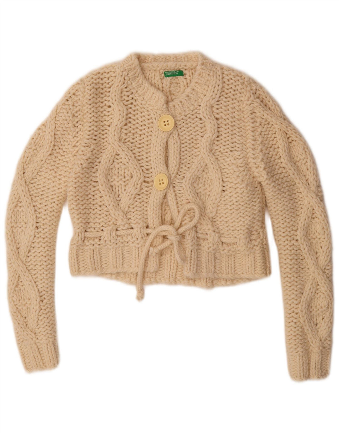 Pulover Benetton pentru femei Crop Cardigan UK 14 Mediu Lână albă