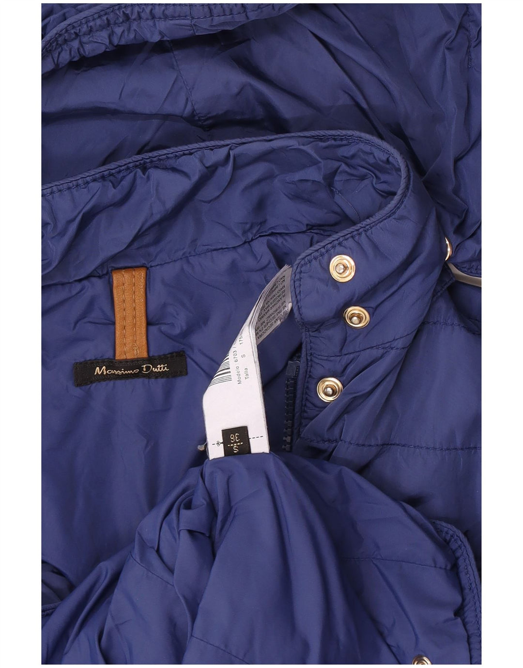 Jachetă matlasată cu glugă pentru femei Massimo Dutti EU 36 Nylon mic albastru