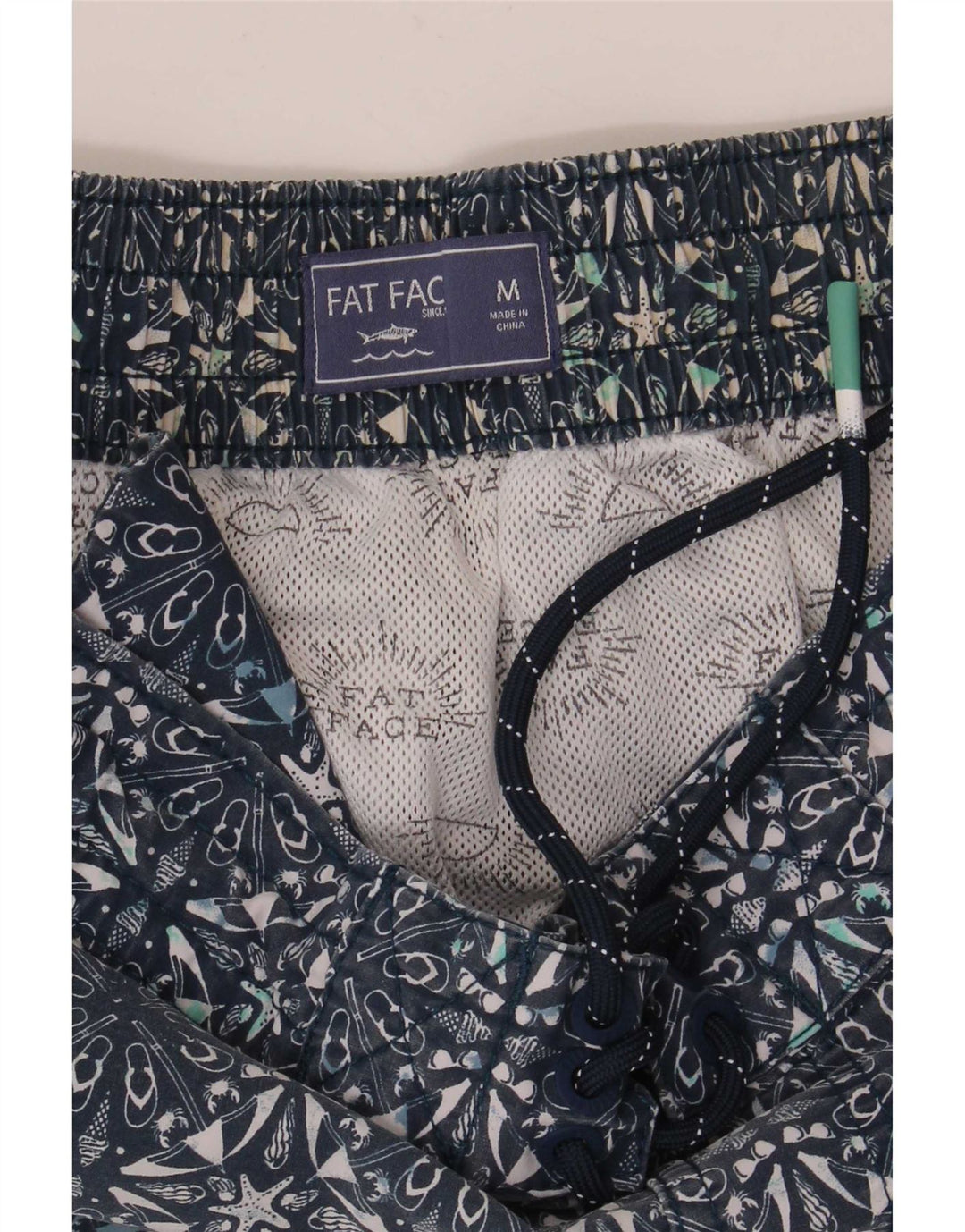 Pantaloni scurți de înot pentru bărbați Fat Face, bumbac geometric, albastru, mediu