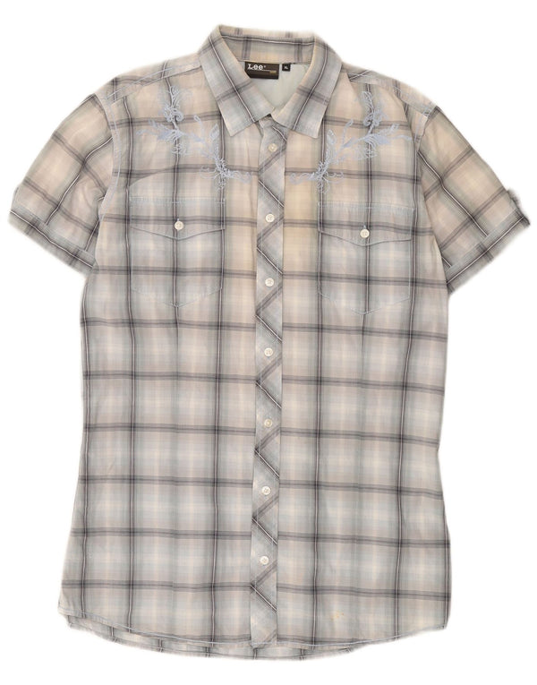 Lee Mens Short Sleeve Shirt XL Blue Check