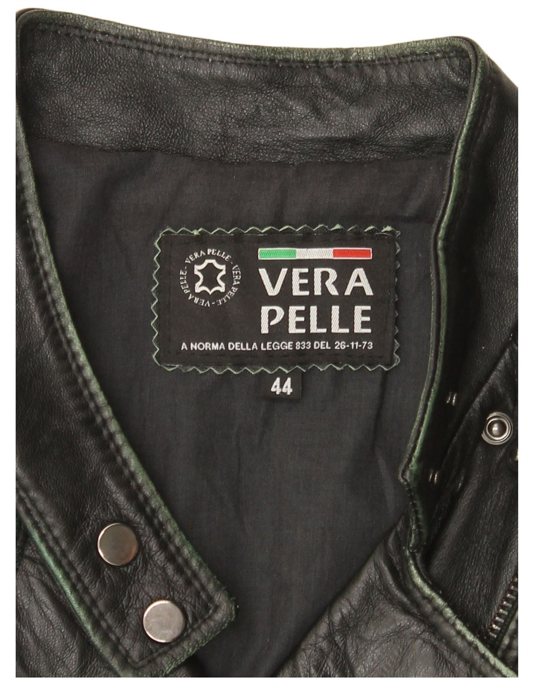 Jachetă Biker din piele vintage pentru femei IT 44 Medium Black Leather