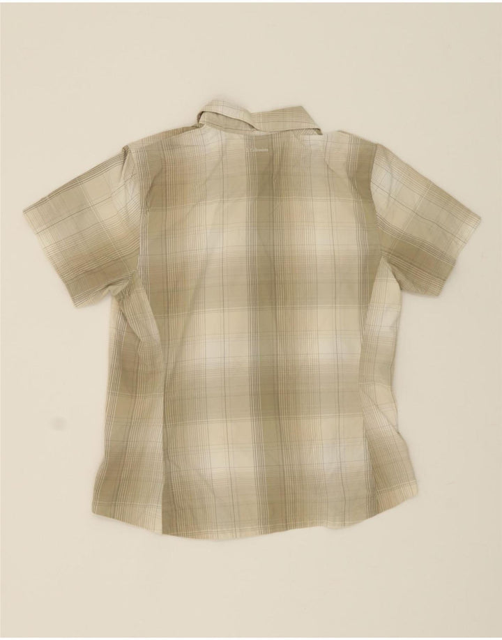 COLUMBIA Womens Titanium Short Sleeve Shirt UK 14 Medium Grey Check Nylon Vintage Columbia and Second-Hand Columbia from Messina Hembry 