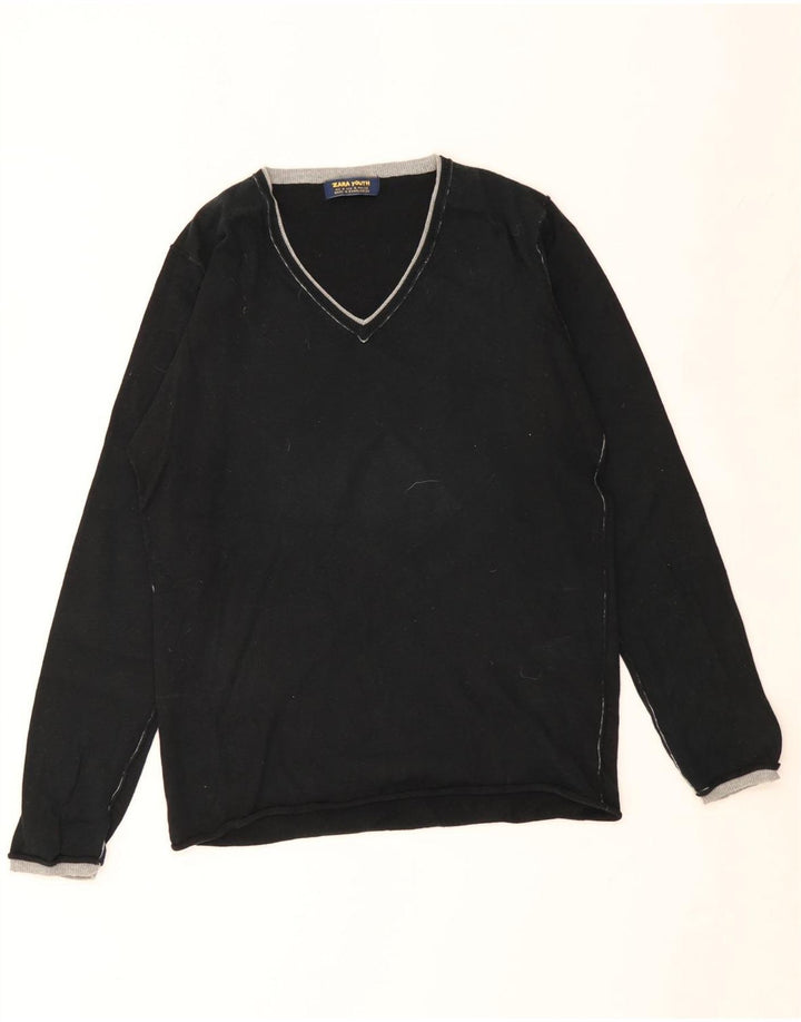 Pulover cu decolteu în V ZARA pentru băieți 13-14 ani, mediu negru