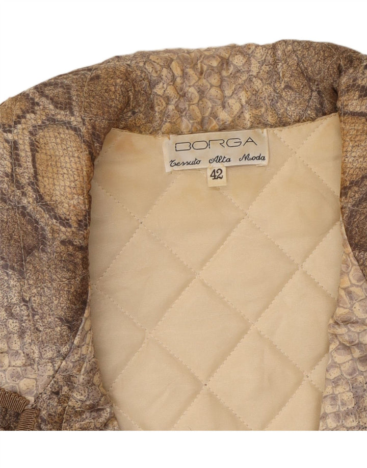 VINTAGE Womens 3 Button Blazer Jacket IT 42 Medium Beige Animal Print Vintage Vintage and Second-Hand Vintage from Messina Hembry 