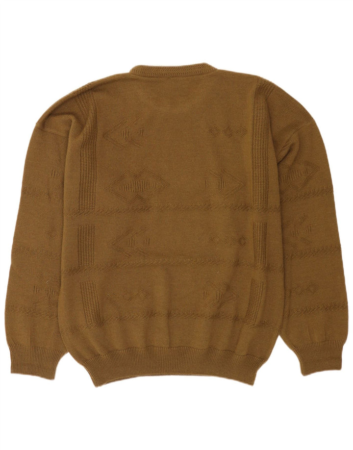 Pulover Vintage pentru bărbați cu gâtul turnat XL Kaki Lână