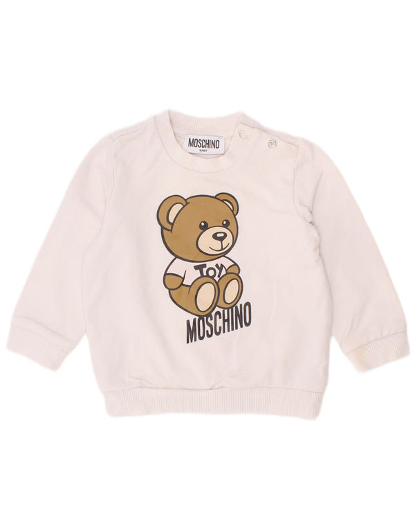 Moschino Baby Boys Pulover Grafic Pulover 9-12 Luni Bumbac Alb