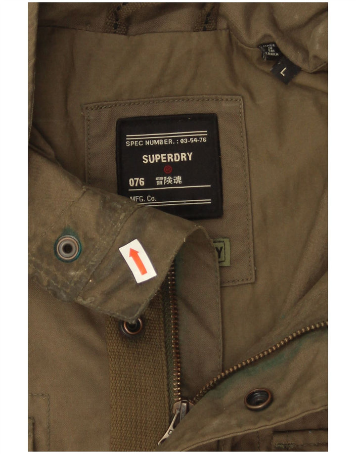 Jachetă militară pentru bărbați Superdry UK 40 mare, bumbac kaki