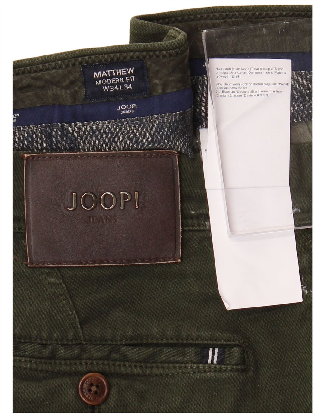 Pantaloni chino slim JOOP pentru bărbați, L34 L34, verde bumbac