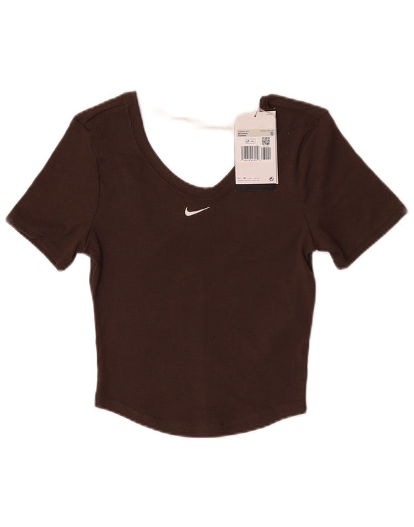 Tricou pentru femei Nike Crop Top UK 4 XS Maro Poliester