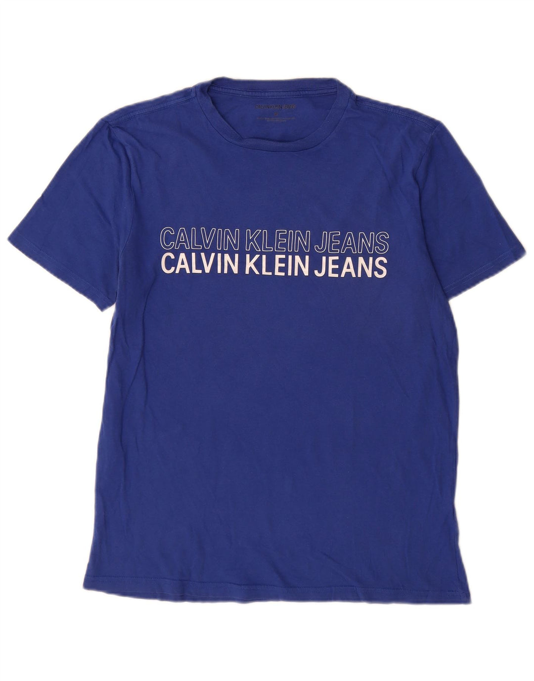 Tricou grafic pentru bărbați Calvin Klein Jeans Top din bumbac albastru mediu