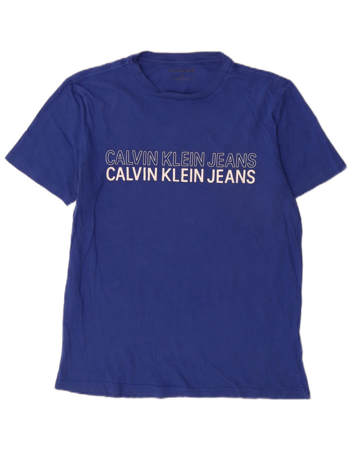Tricou grafic pentru bărbați Calvin Klein Jeans Top din bumbac albastru mediu