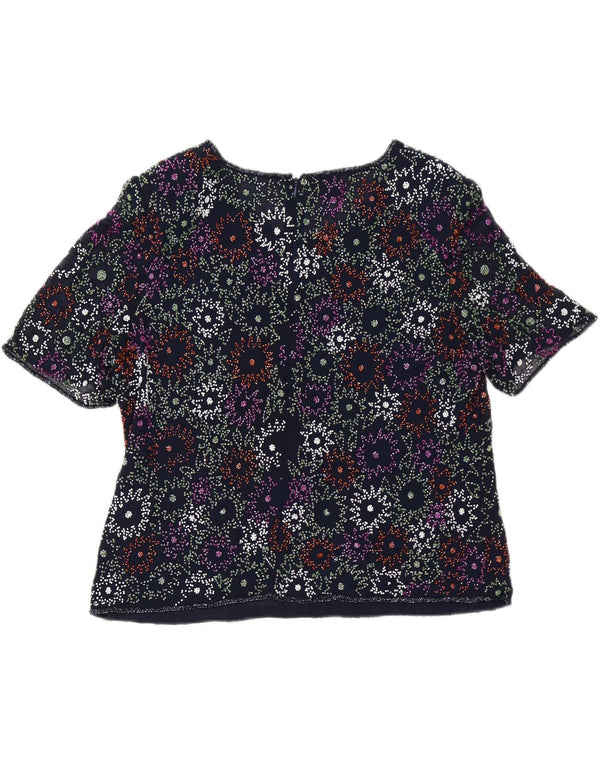 Bluză pentru femei Frank Usher, Marea Britanie 20 2XL, Poliester Floral Albastru Marin