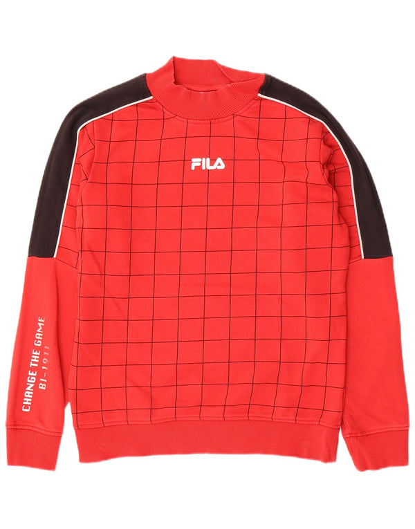 Pulover cu grafică FILA pentru băieți 13-14 ani, roșu, color block