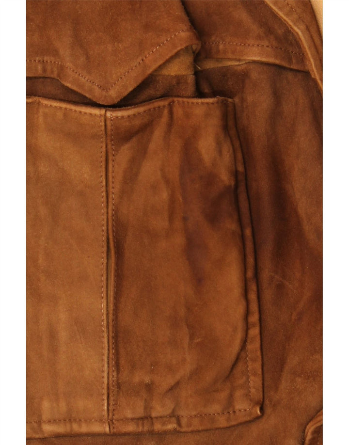 Jachetă vintage de piele intoarsa pentru femei IT 52 2XL maro din piele intoarsa