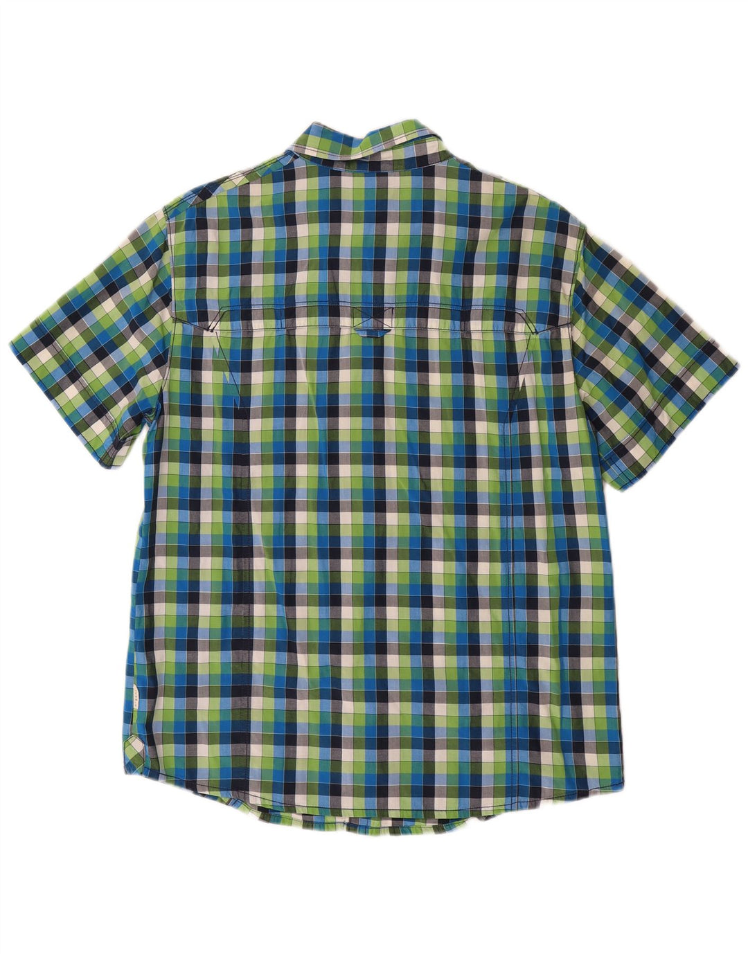 Cămașă cu mânecă scurtă pentru bărbați JACK WOLFSKIN Marea Britanie 40/42, bumbac cu carouri albastre mari