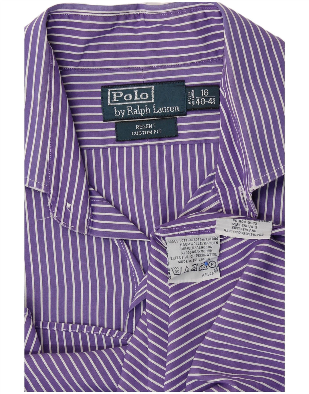 Cămașă Regent pentru bărbați Polo Ralph Lauren Mărimea 16 Bumbac mare cu dungi violet