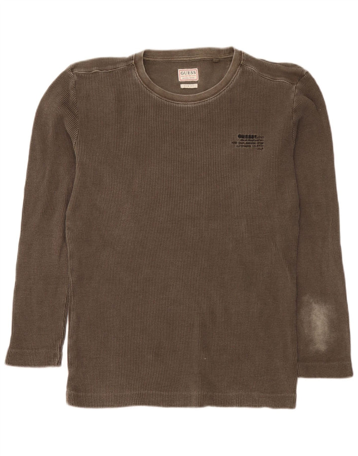 Guess Slim Fit Top cu mânecă lungă, kaki mediu