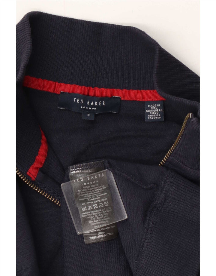Pulover pentru bărbați Ted Baker, cu fermoar, cu gât, mărimea 3, bumbac, albastru bleumarin mediu