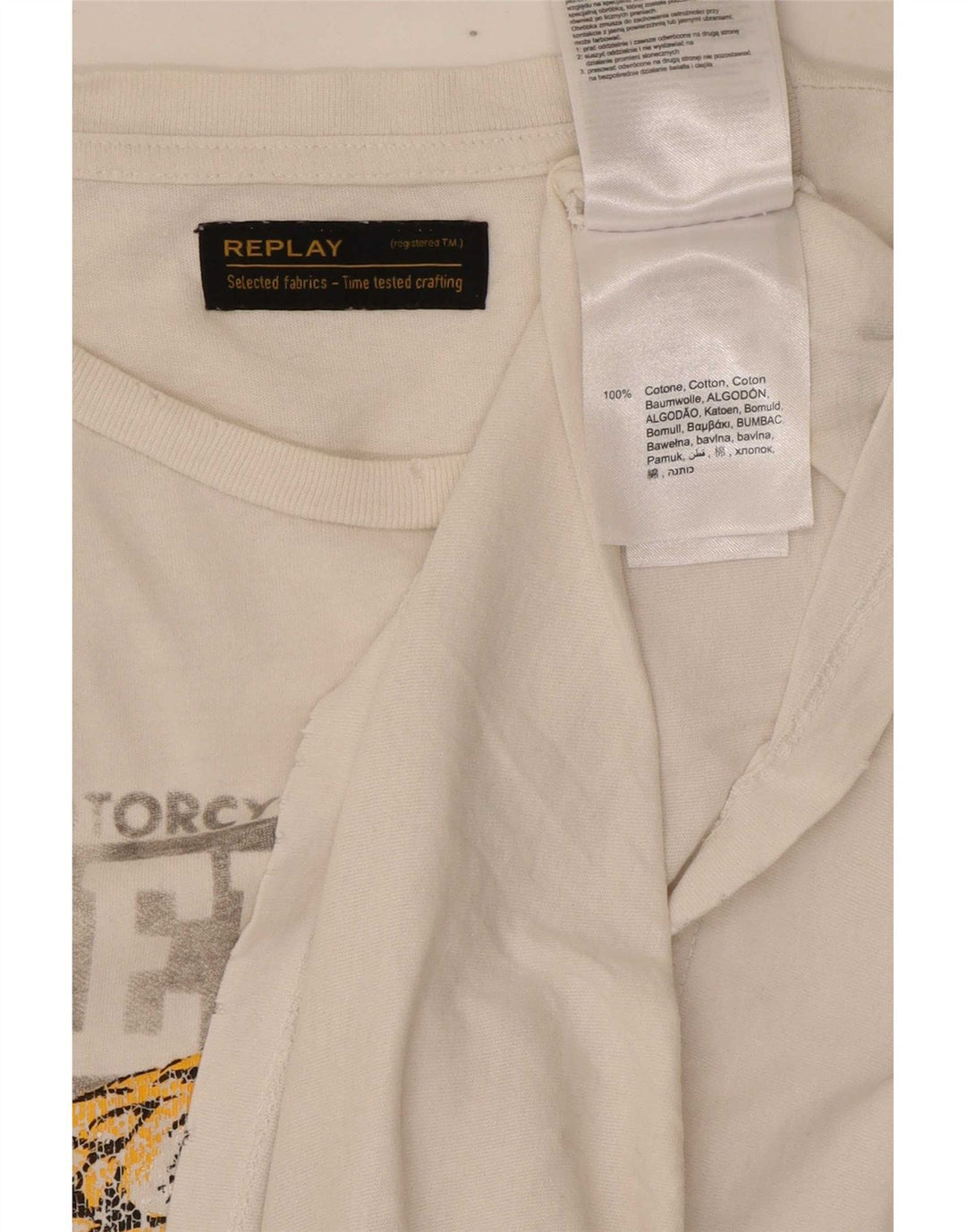 Tricou grafic pentru bărbați Replay Top Medium Alb Bumbac
