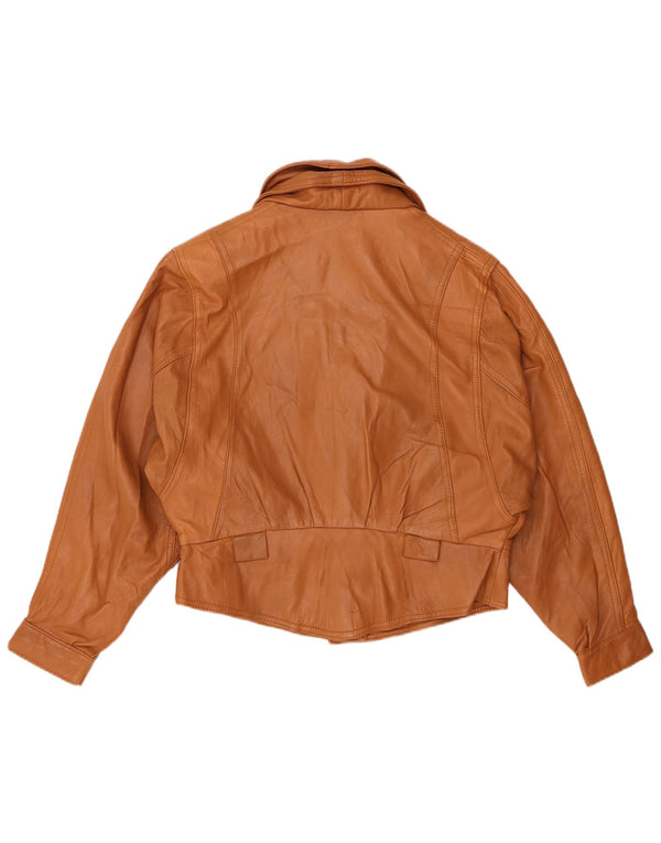 Jachetă de piele vintage pentru femei UK 14 piele maro medie