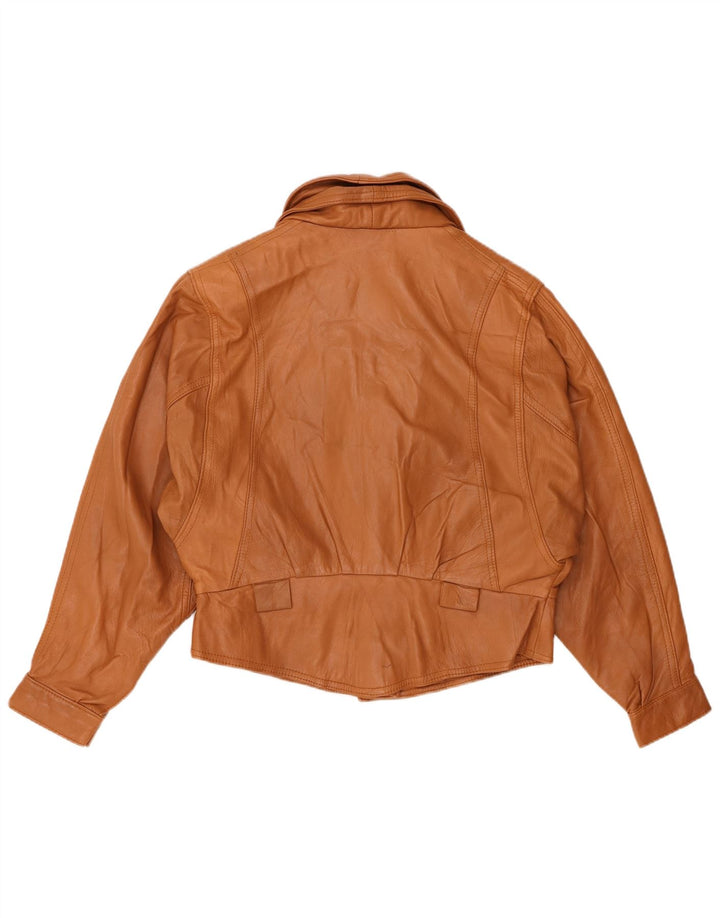 Jachetă de piele vintage pentru femei UK 14 piele maro medie