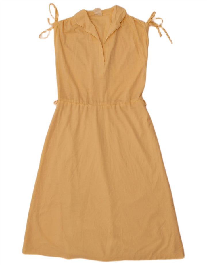 Rochie de damă vintage fără mâneci în linie A EU 40 Poliester galben mediu