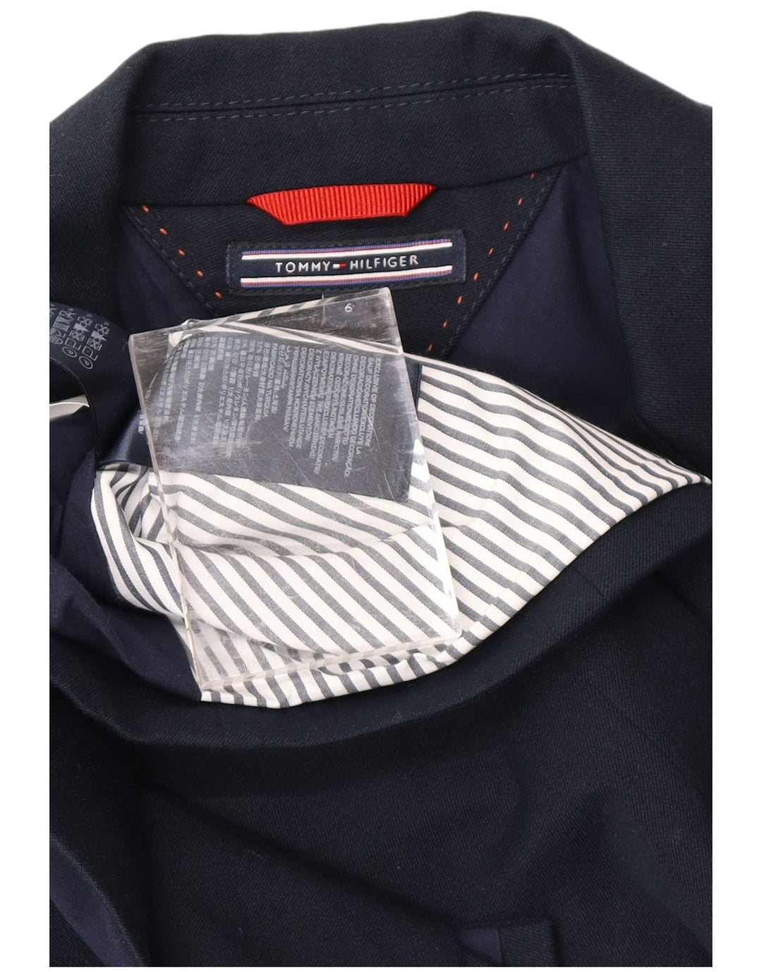 TOMMY HILFIGER Womens 2 Button Blazer Jacket US 6 Medium Navy Blue Cotton