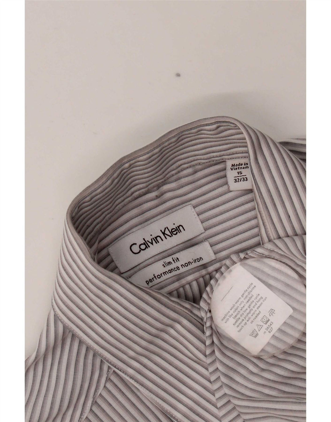 Cămașă pentru bărbați Calvin Klein Slim Fit Mărimea 15 1/2 Medium Gri cu dungi