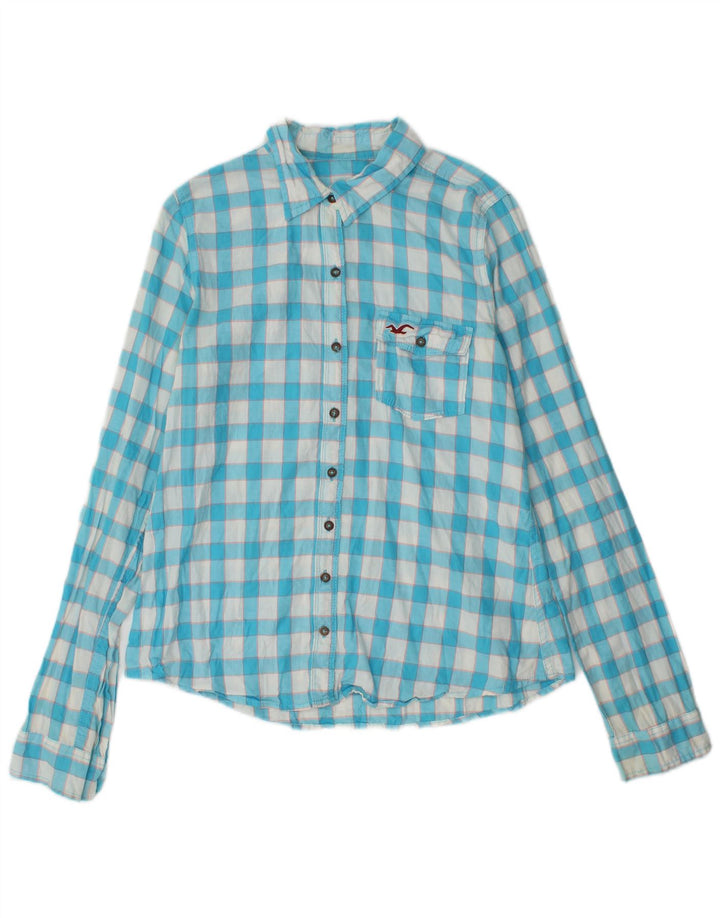 Cămașă Hollister pentru femei UK 12 Medium Blue Gingham Bumbac