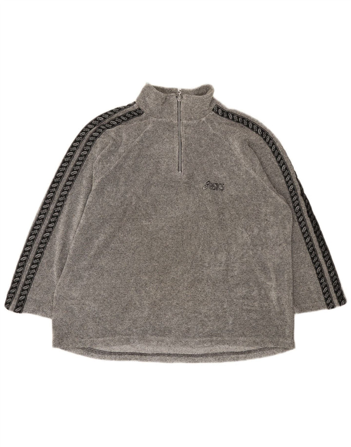 Top cu mânecă lungă Asics pentru bărbați, cu fermoar și gât, XL, gri Colorblock