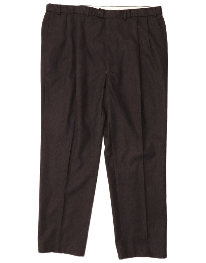 MARKS & SPENCER Pantaloni de costum pentru bărbați L44 L33 Lână neagră