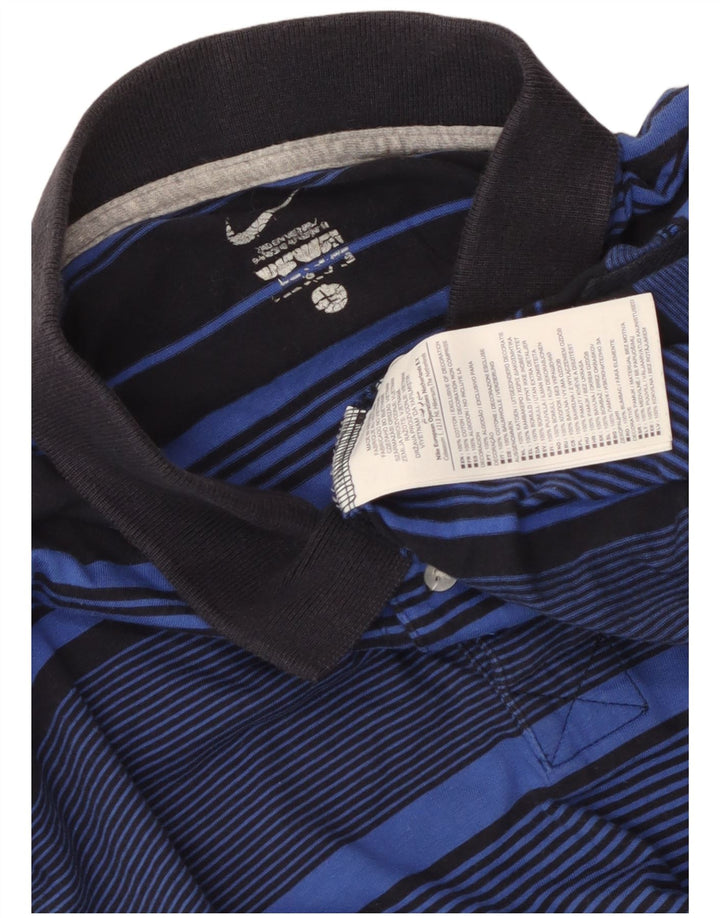 Tricou polo Nike pentru bărbați, bumbac cu dungi albastre mari