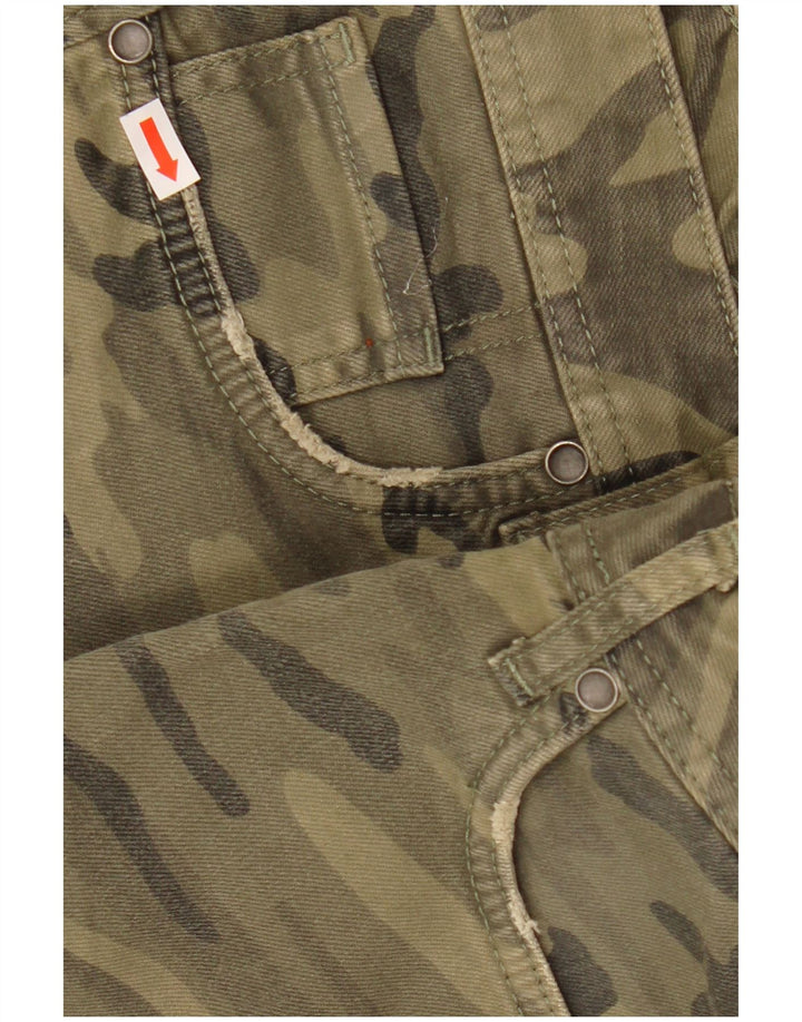 Pantaloni scurți casual Benetton pentru femei IT 46 Large W32 Khaki Camouflage Bumbac