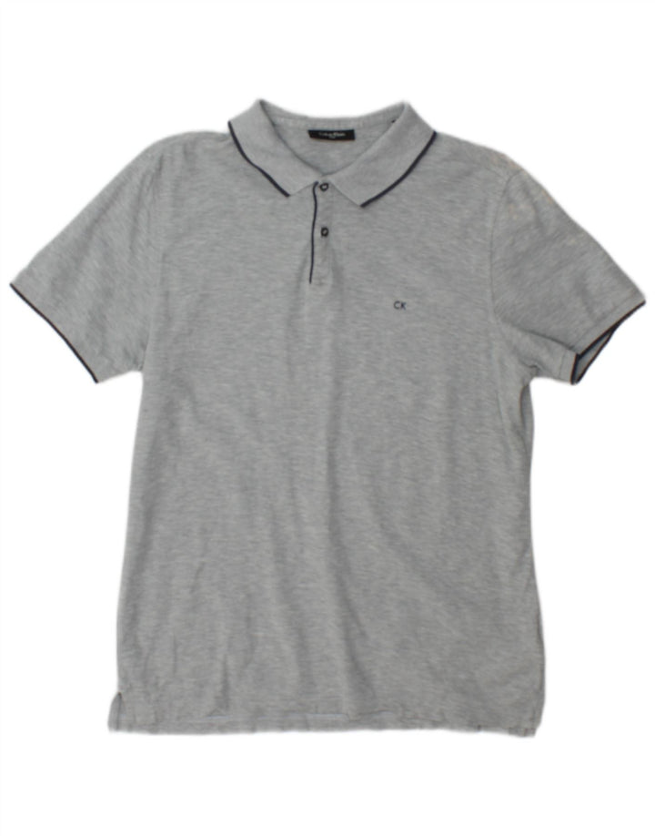 Cămașă polo Calvin Klein pentru bărbați, bumbac cu pete gri mic