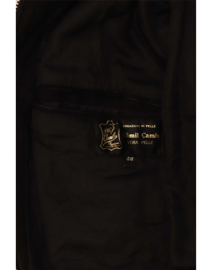 Bomber vintage pentru bărbați din piele intoarsa IT 46 Small Black Leather
