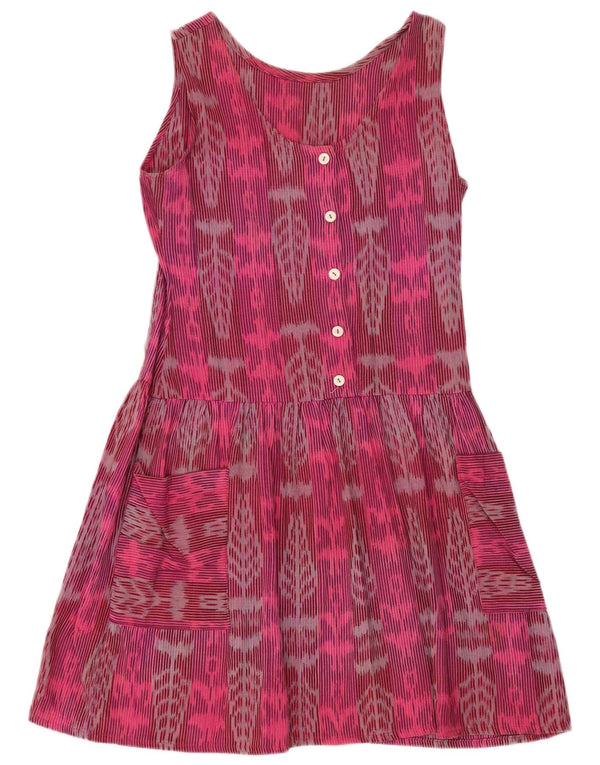 Rochie vintage pentru femei fără mâneci, în formă de A UK 16, mare, roz, florală