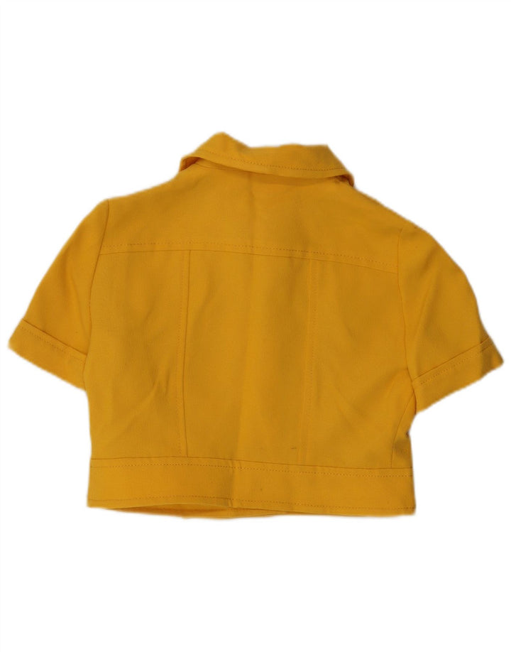 Jachetă pentru femei VINTAGE cu mânecă scurtă, cu 4 nasturi, galben mediu, UK 14