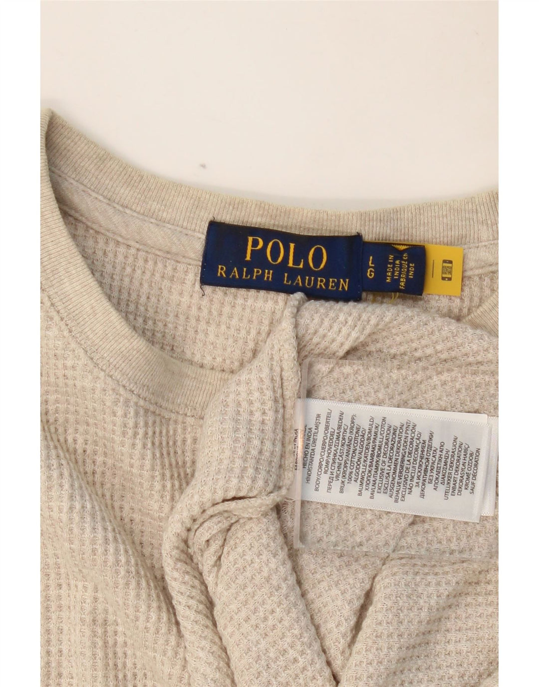 POLO RALPH LAUREN Top pentru bărbați cu mânecă lungă, mare, bej, bumbac