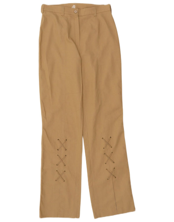 VINTAGE Pantaloni casual drepti pentru femei UK 12 Medium W28 L31 Bej Bumbac
