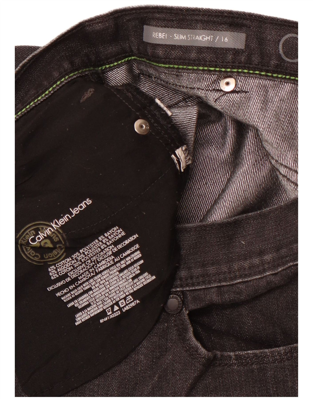 CALVIN KLEIN Blugi Rebel drepte fete 15-16 ani W30 L29 negru clasic