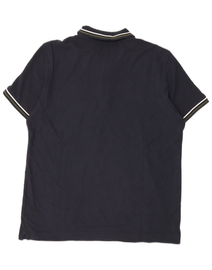 Tricou polo pentru bărbați Lotto, bumbac în dungi albastru bleumarin mediu