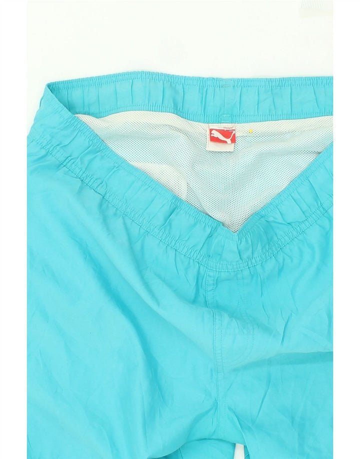 PUMA Mens Graphic Sport Shorts Medium Blue Polyester | Vintage Puma | Thrift | Second-Hand Puma | Used Clothing | Messina Hembry 